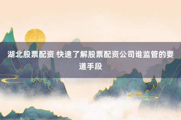 湖北股票配资 快速了解股票配资公司谁监管的要道手段