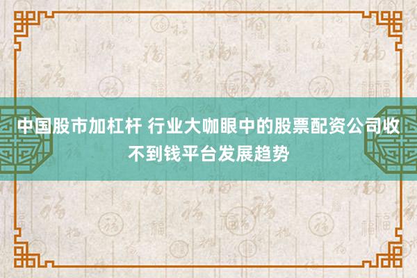 中国股市加杠杆 行业大咖眼中的股票配资公司收不到钱平台发展趋势