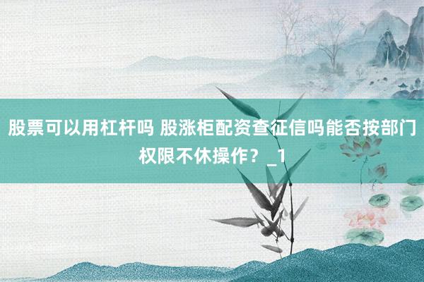 股票可以用杠杆吗 股涨柜配资查征信吗能否按部门权限不休操作？_1